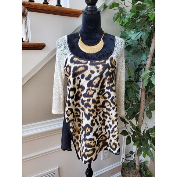 Poeme Women's Multicolor Polyester Long Sleeve Scoop Neck Pullover Blouse Size S - Picture 9 of 9